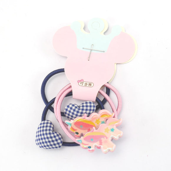 Hair bands - 4 pack - Unicorn & Material hearts