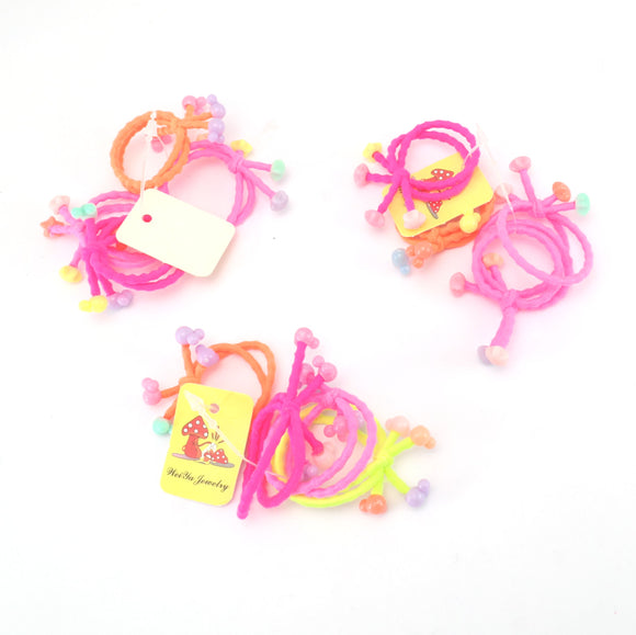 Hair bands - 4 pack (double bands)- Neon with motive