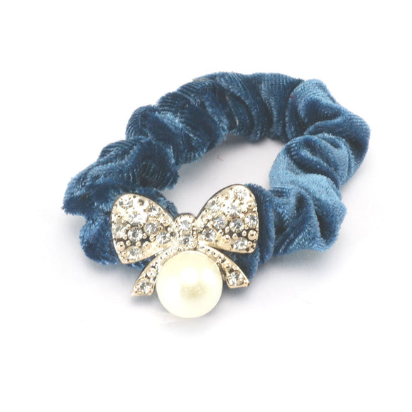 Hair bands - scrunchies - Diamante - Bow #2 Pearl