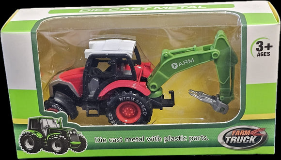 Die cast metal tractor with plastic parts