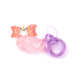 Unicorn Hairclip with colourful fake hair - Bows