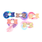 Unicorn Hairclip with colourful fake hair - Bows