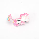 Hair clip - Unicorn single with flower on spring - 40mm