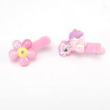 Hair clips - Unicorn & flower pair - 35mm