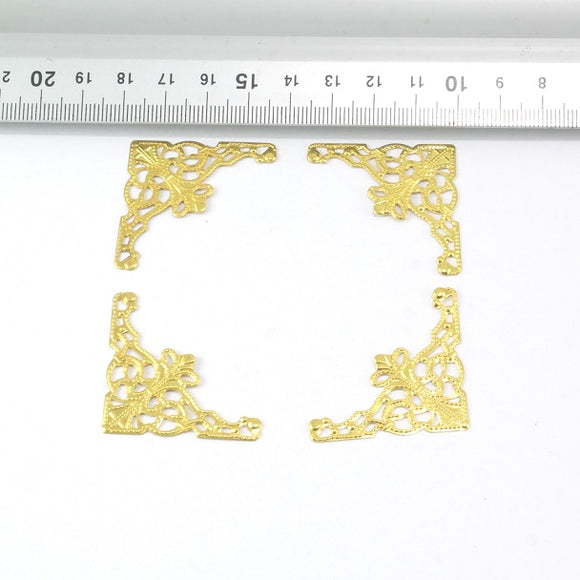 Embellishment Corners 35 x 35mm - Sparkle Gold