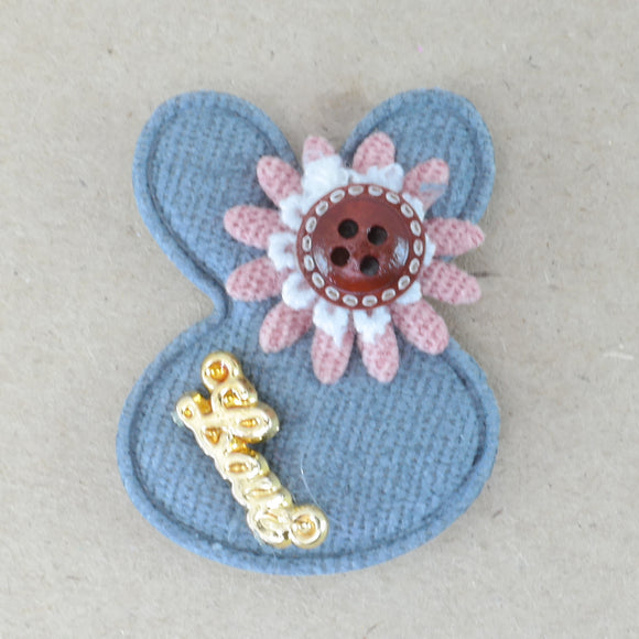 Badges/Patches - Stich on - bunny face & love - 33 x 40mm (2 Pack)