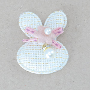 Badges/Patches - Stich on - Cream Bunny face with pearls (2 Pack)