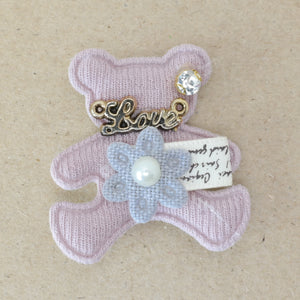Badges/Patches - Stich on - Purple bunny with Love & diamante (2 Pack)